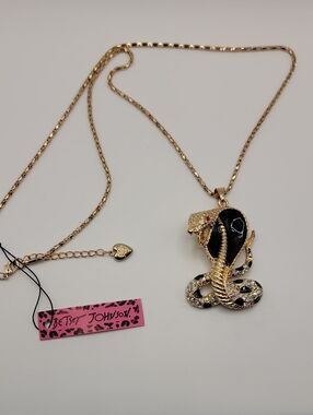 Betsey Johnson Gold-tone Black Cobra Pendant Necklace